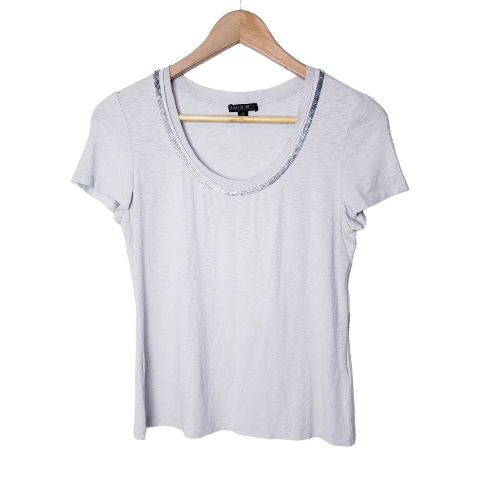 Lafayette 148 Petite M Scoop‎ Neck Short Sleeves T-Shirt Lightweight Top
